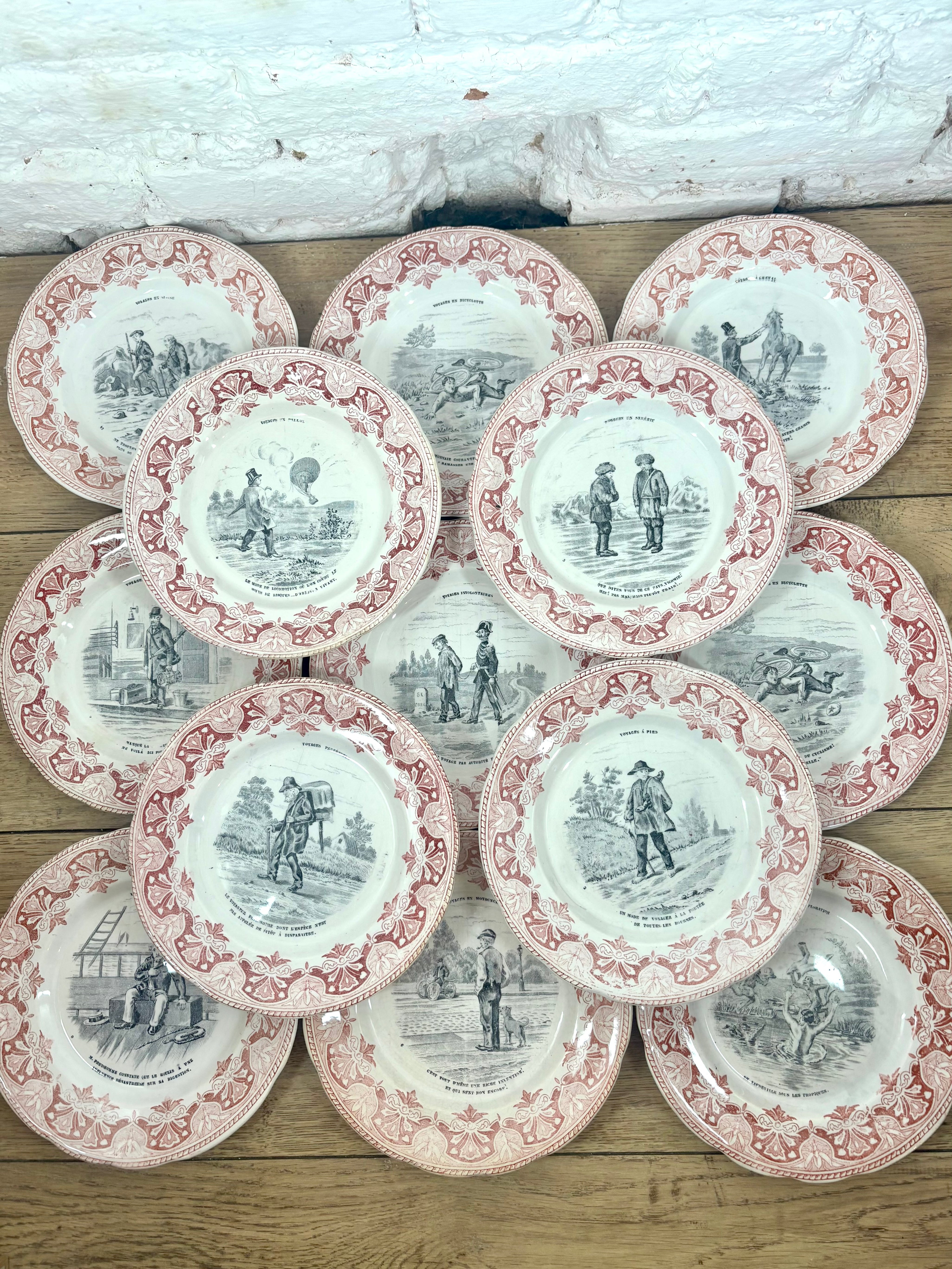 Lot 12 assiettes parlantes à dessert Creil et Montereau N°5