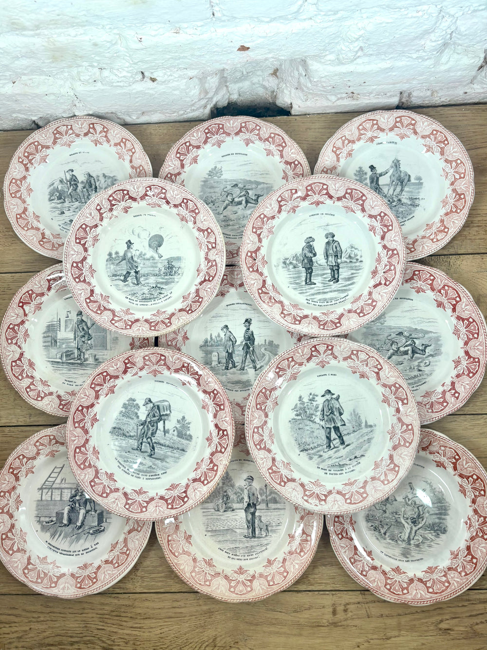 Lot 12 assiettes parlantes à dessert Creil et Montereau N°5