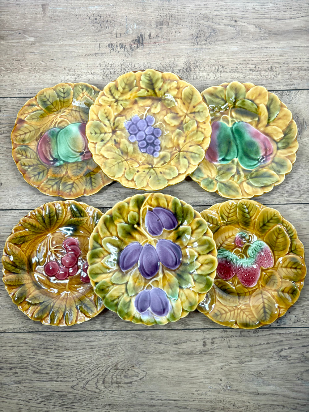 Lot de 6 assiettes à dessert en barbotine Sarreguemines