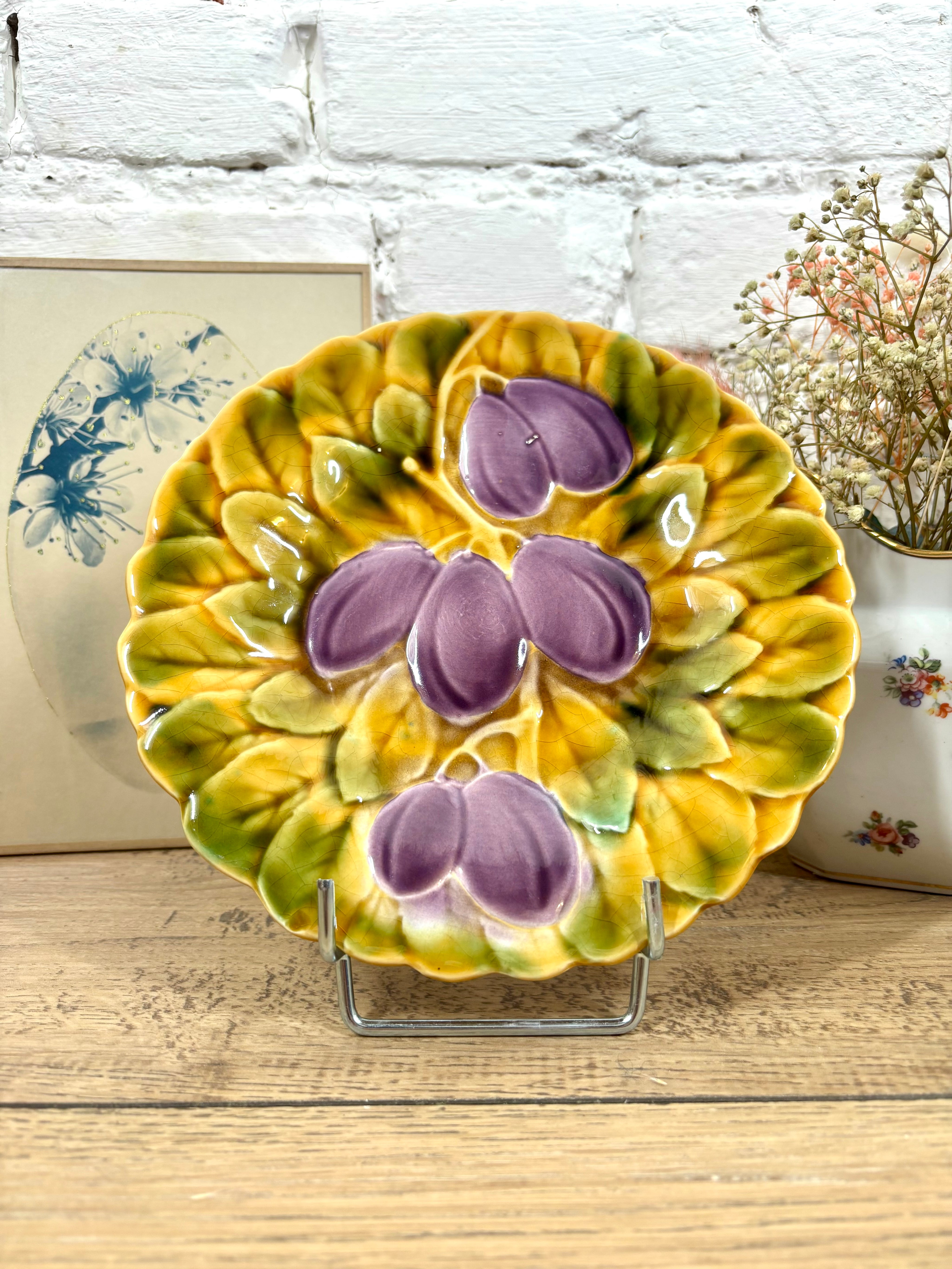 Lot de 6 assiettes à dessert en barbotine Sarreguemines