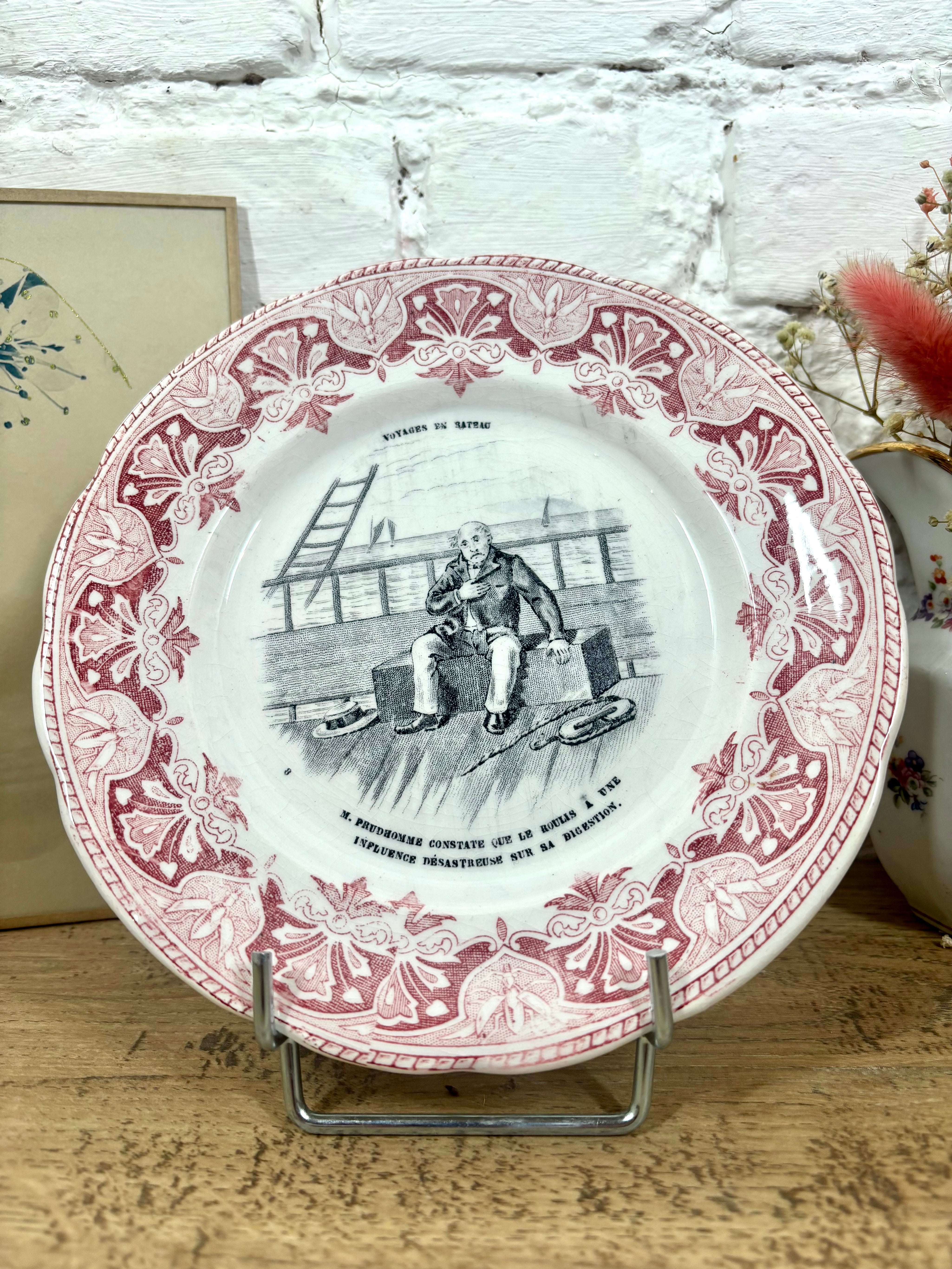 Lot 12 assiettes parlantes à dessert Creil et Montereau N°5