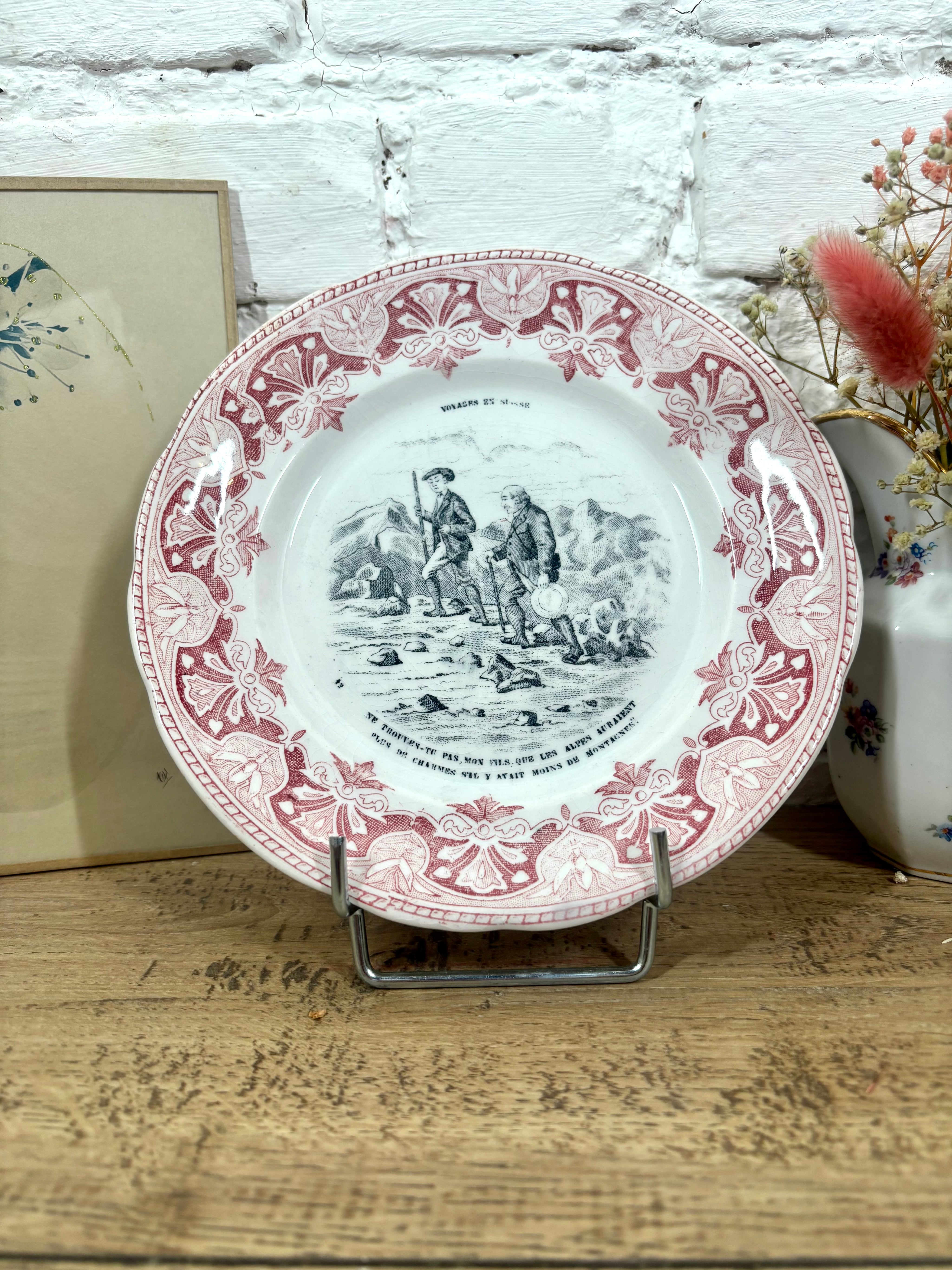Lot 12 assiettes parlantes à dessert Creil et Montereau N°5