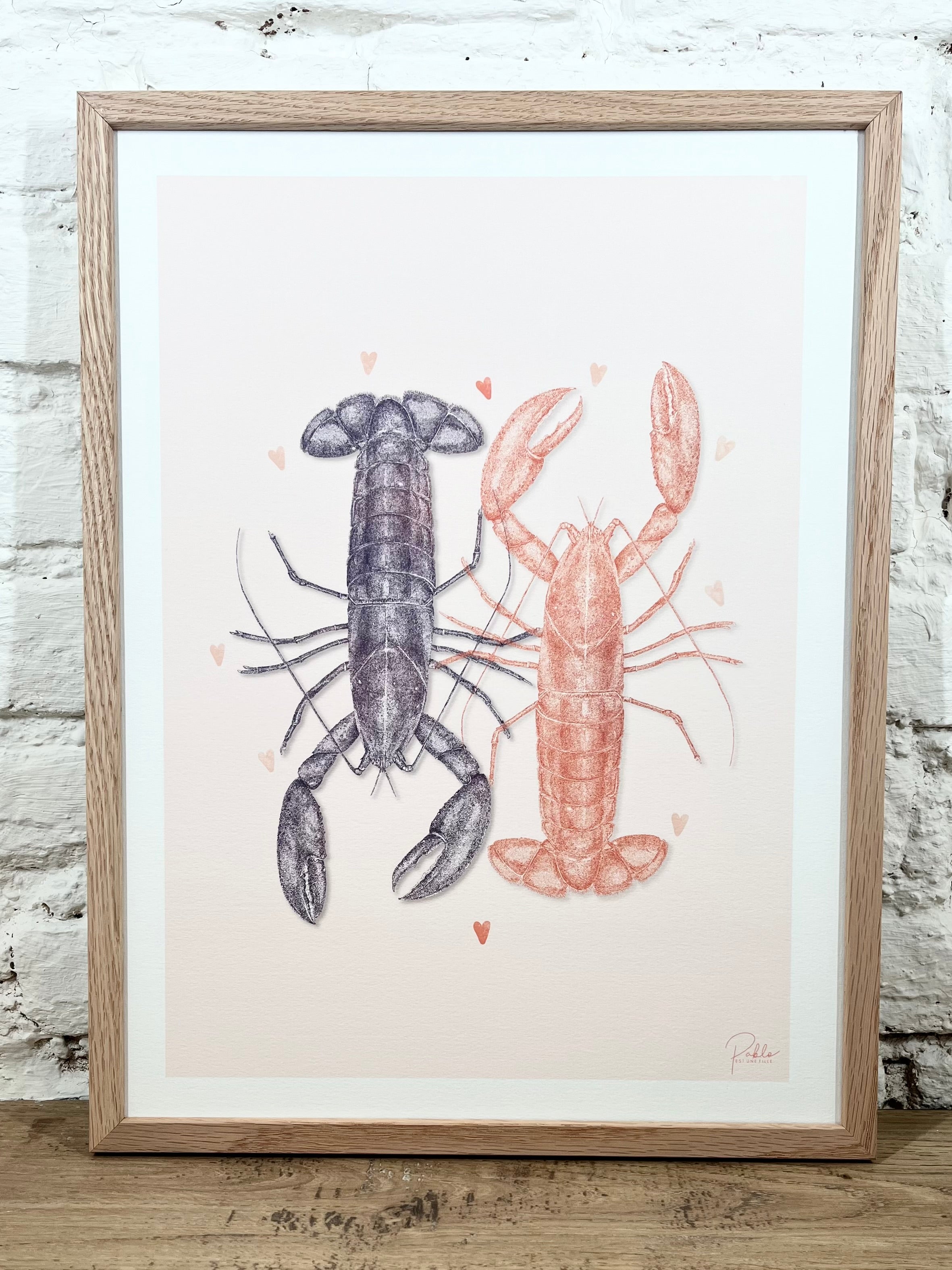 Affiche Pablo est une fille Duo de homards (30x40 cm)