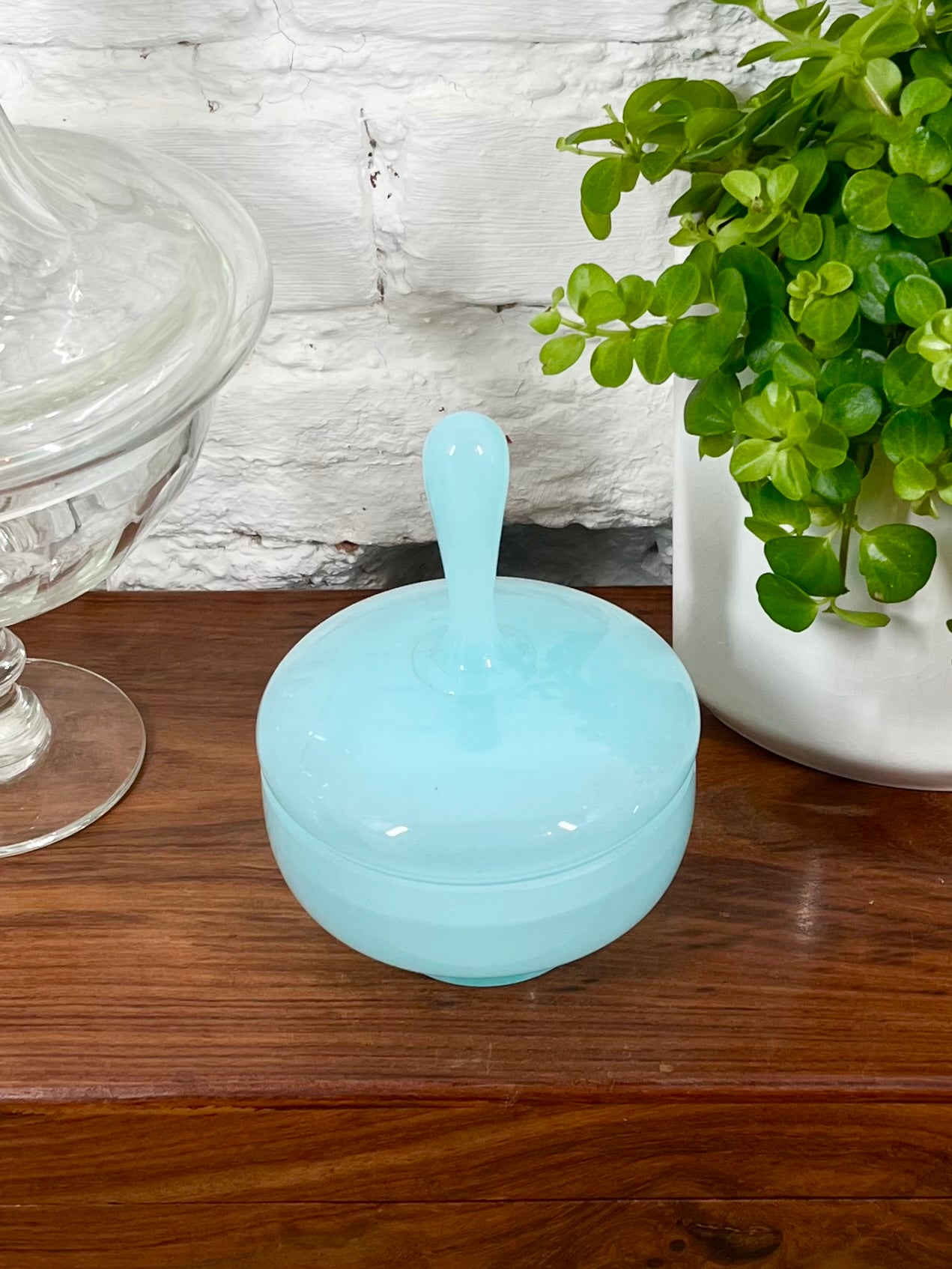 Coffret en opaline bleue