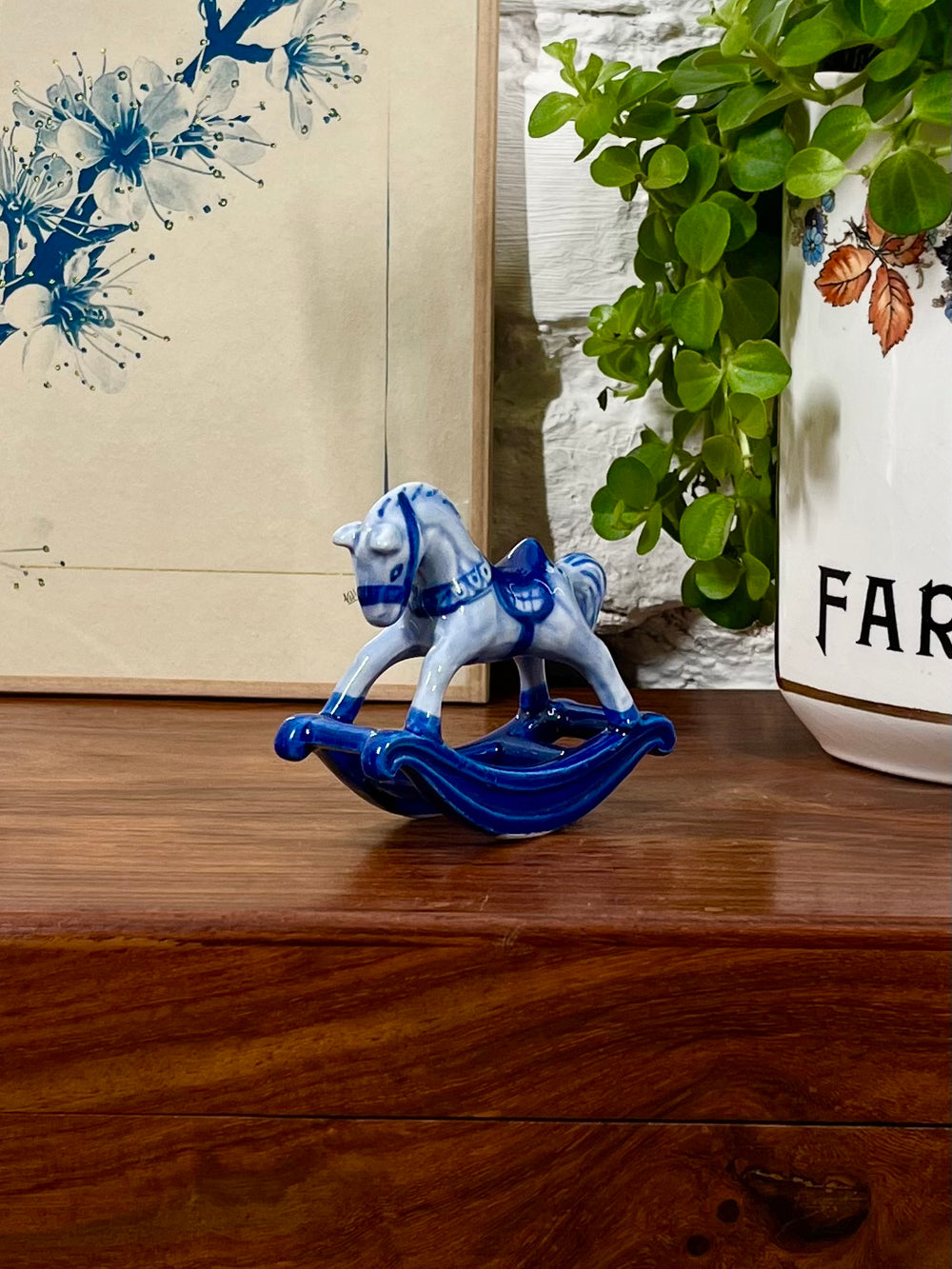 Cheval à bascule en faïence de Delft
