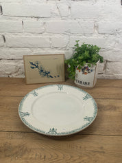 acheter vaisselle ancienne en ligne plat en terre de fer bleu/vert