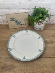 acheter vaisselle ancienne en ligne plat en terre de fer bleu/vert