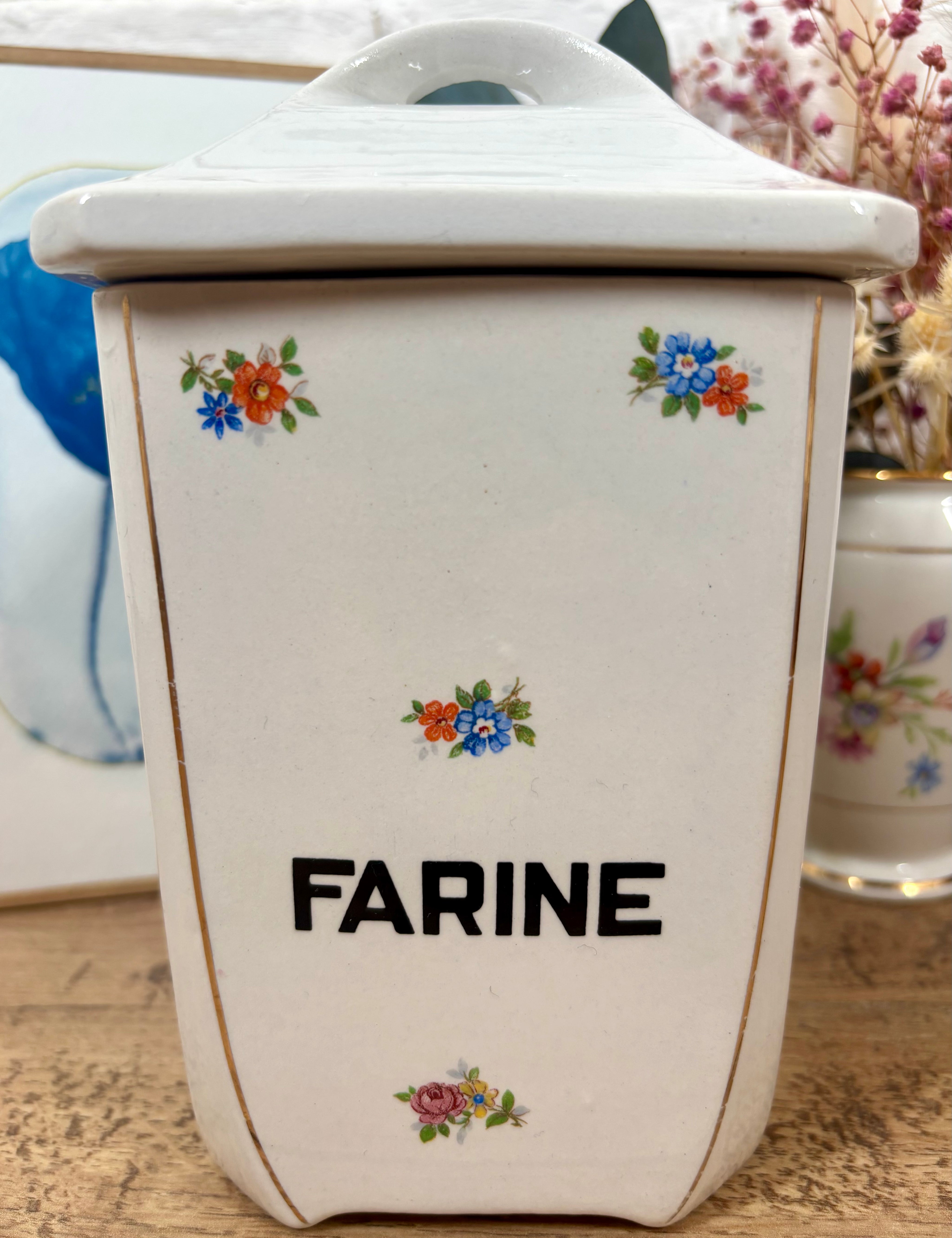 ancien pot farine faience chine vintage brocante en ligne