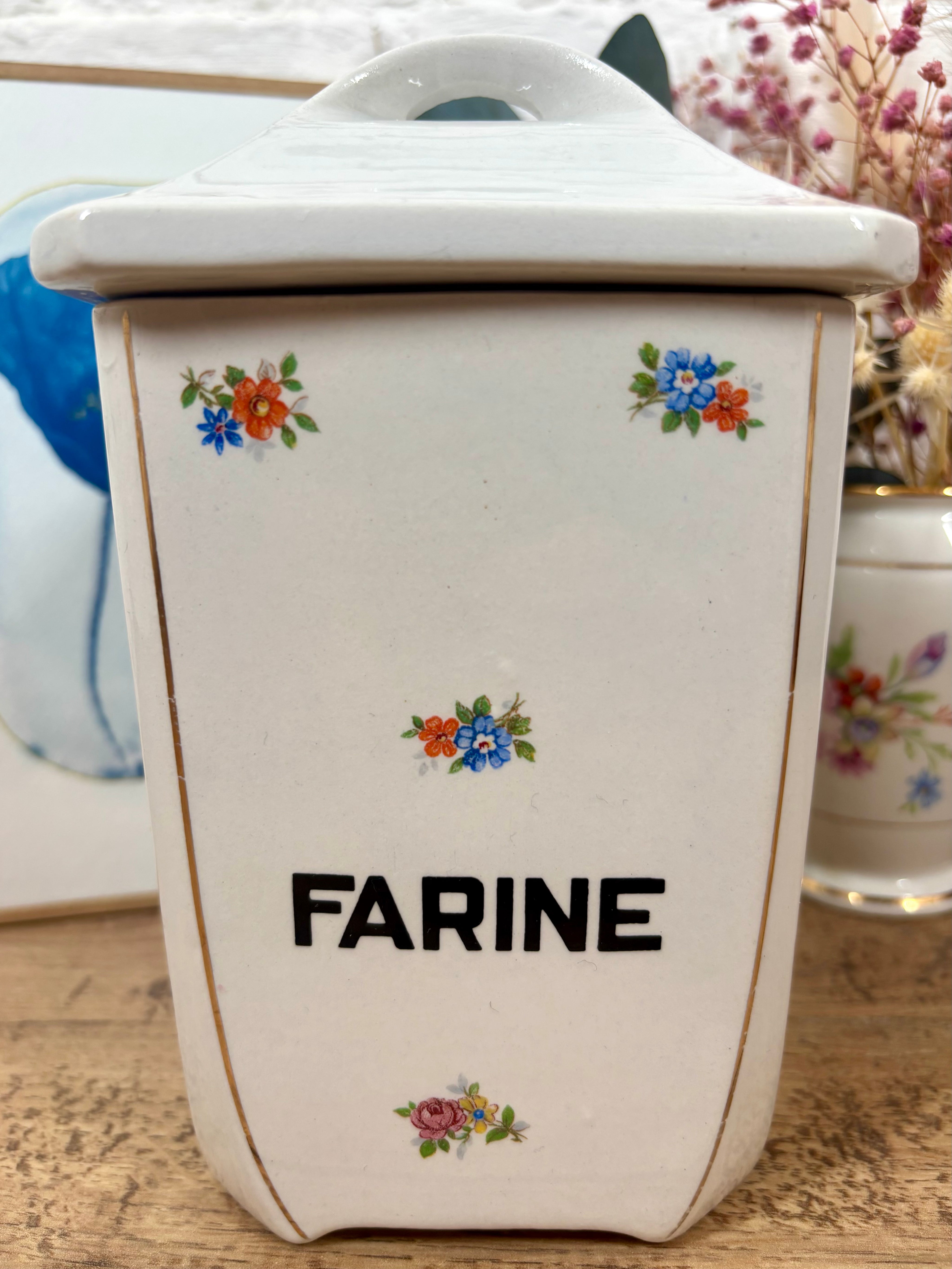 ancien pot farine faience chine vintage brocante en ligne