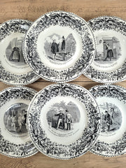 Lot 6 assiettes parlantes à dessert Creil et Montereau N°4