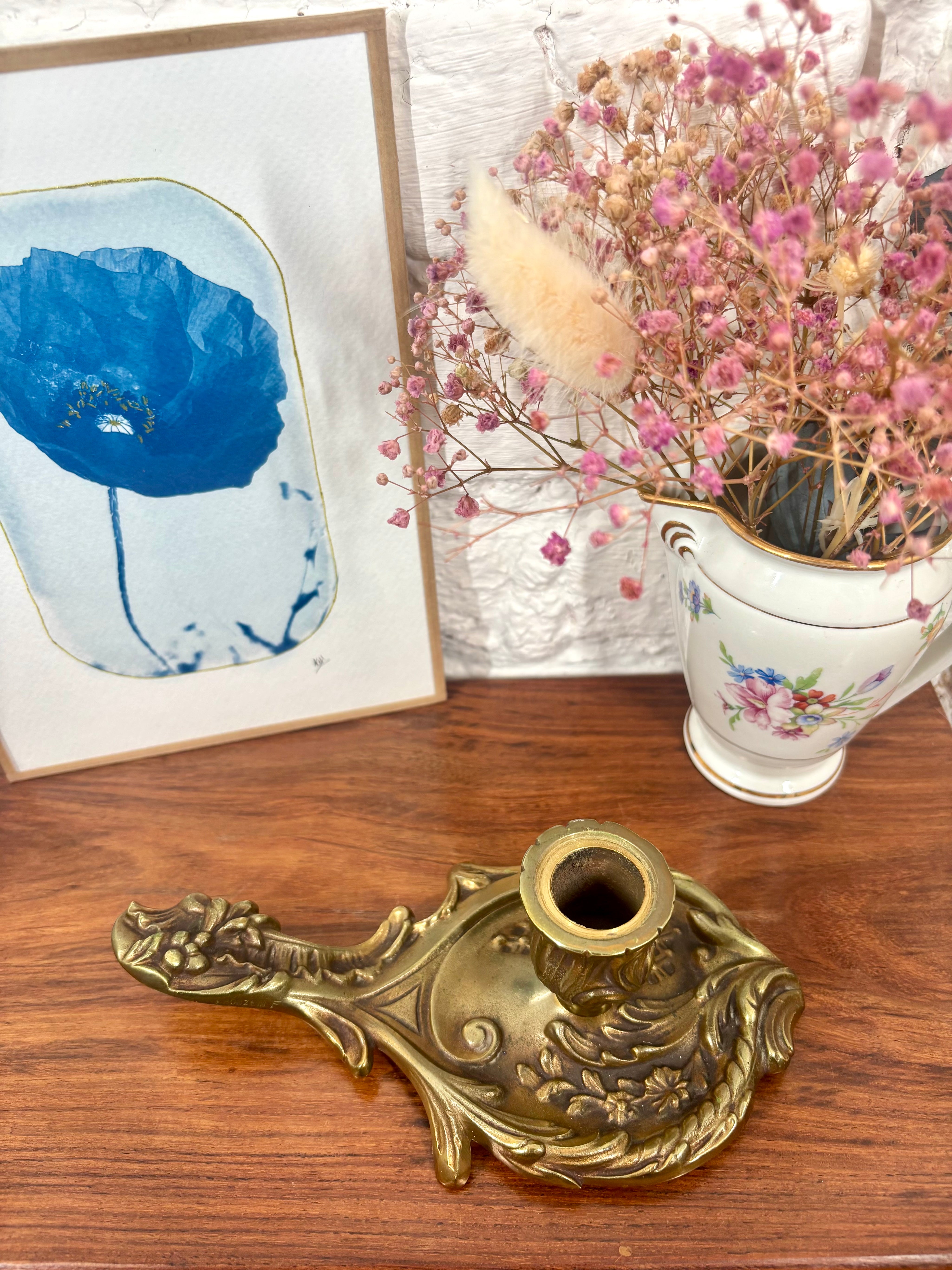 bougeoir en laiton decoration chine objet de seconde main boutique en ligne