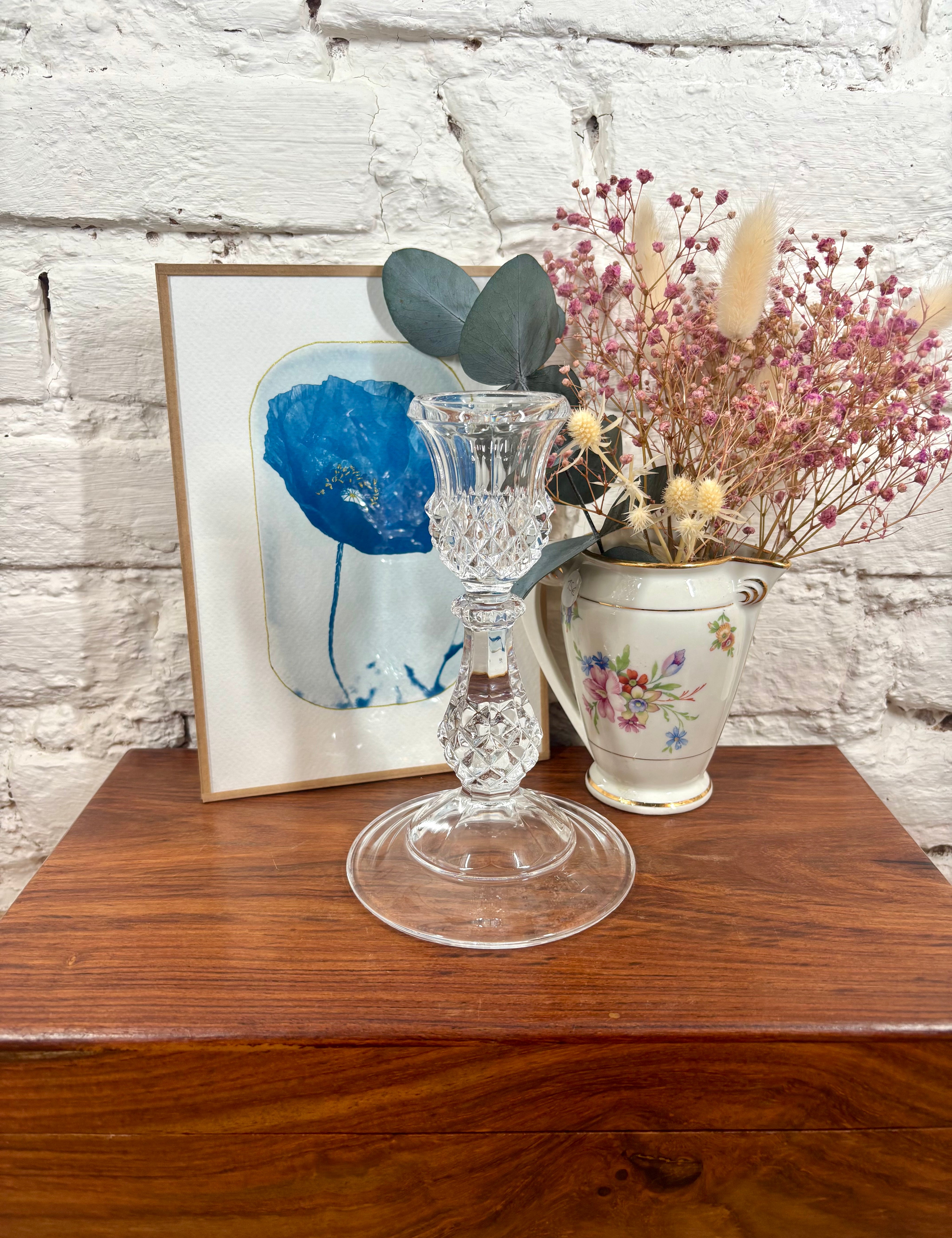 boutique deco vintage bougeoir en cristal travaillé