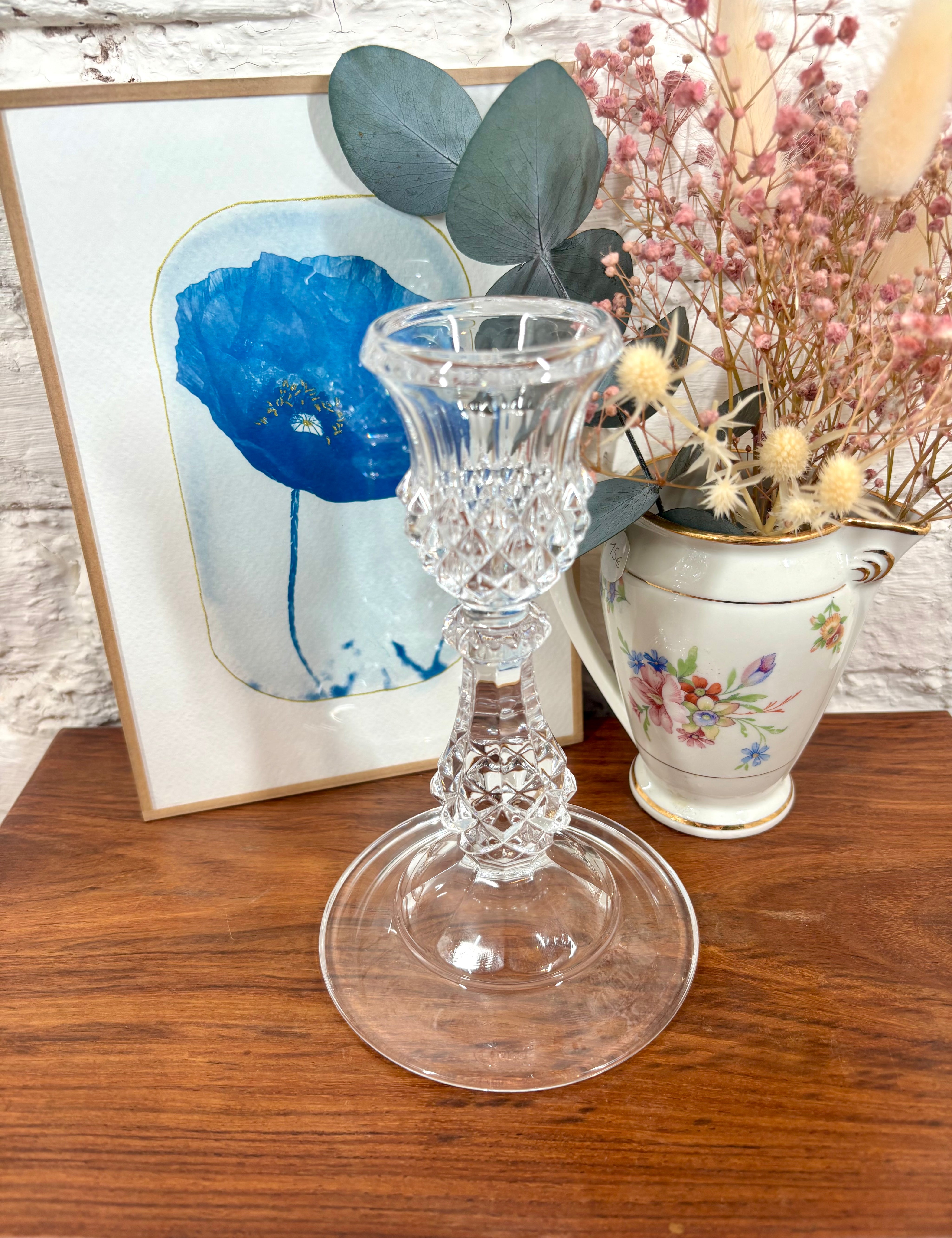 boutique deco vintage bougeoir en cristal travaillé