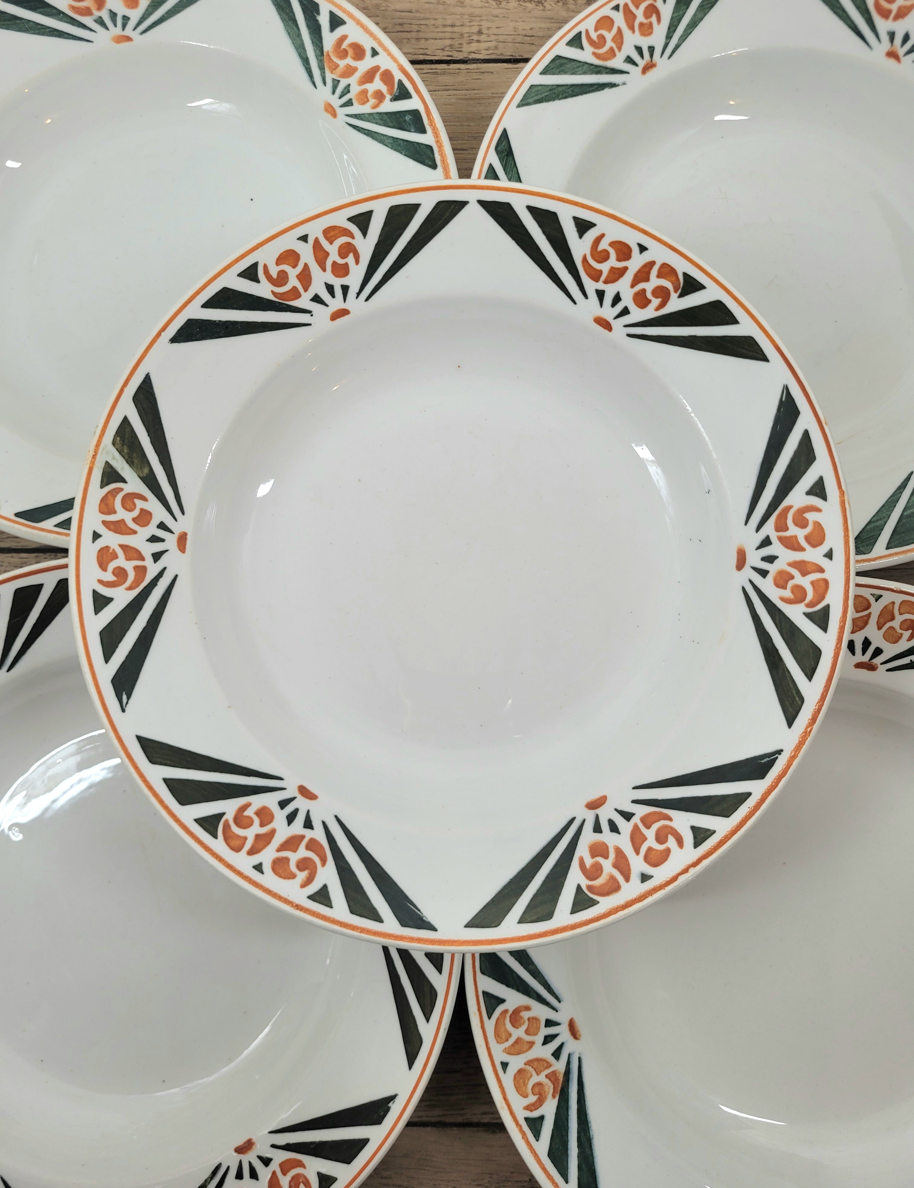 brocante en ligne assiette creuse faience blanche  Rhône Labrut Frères, modèle Tours. 