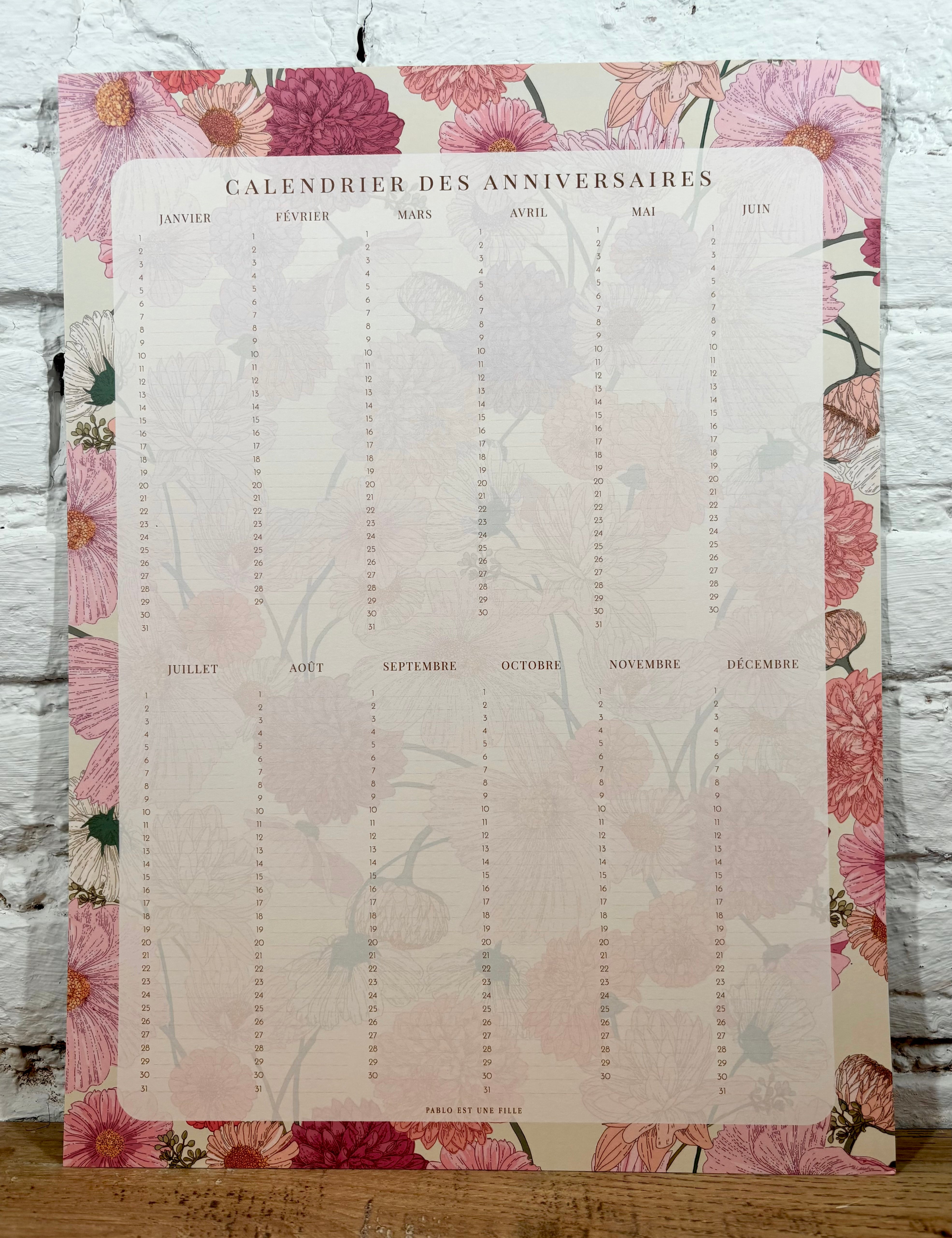 calendrier pablo est une fille boutique deco createurs rennes