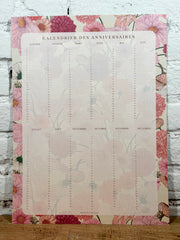 Calendrier anniversaires Temps des fleurs Pablo est une fille (30 x 40 cm)