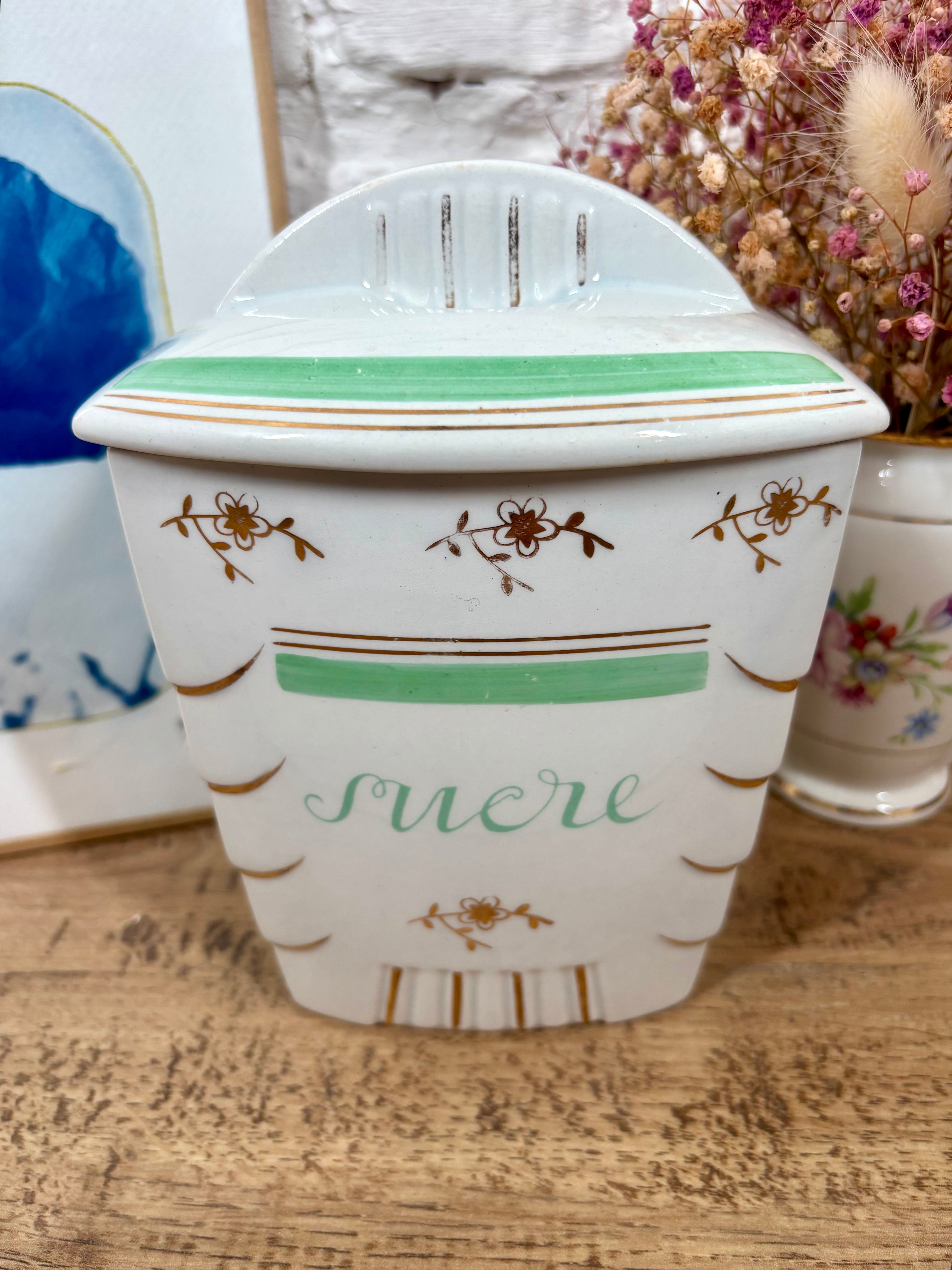 pot de sucre faience vintage decoration interieure chinee manufacture de Luneville.