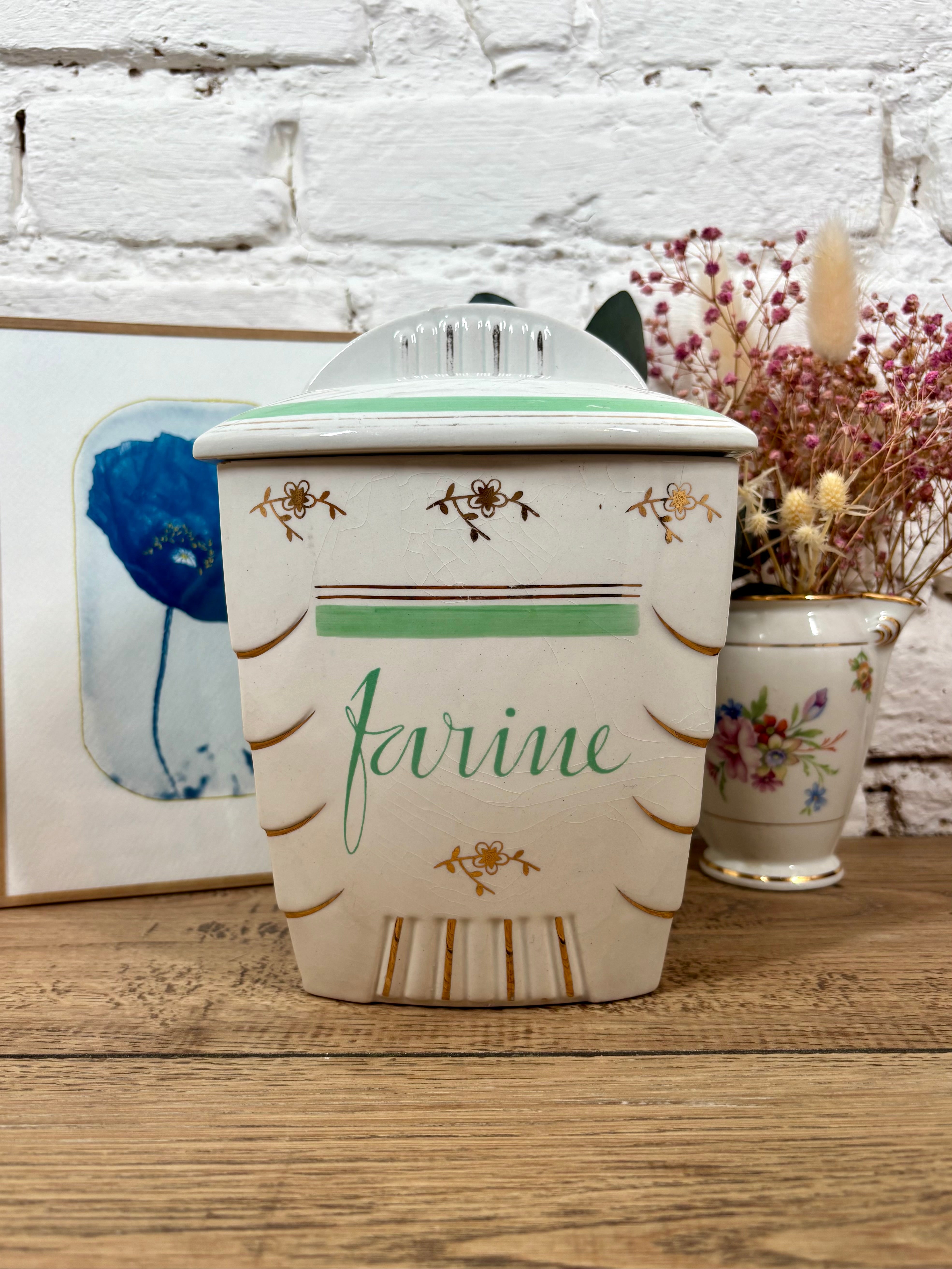 pot farine faience vintage decoration objets anciens en lignea