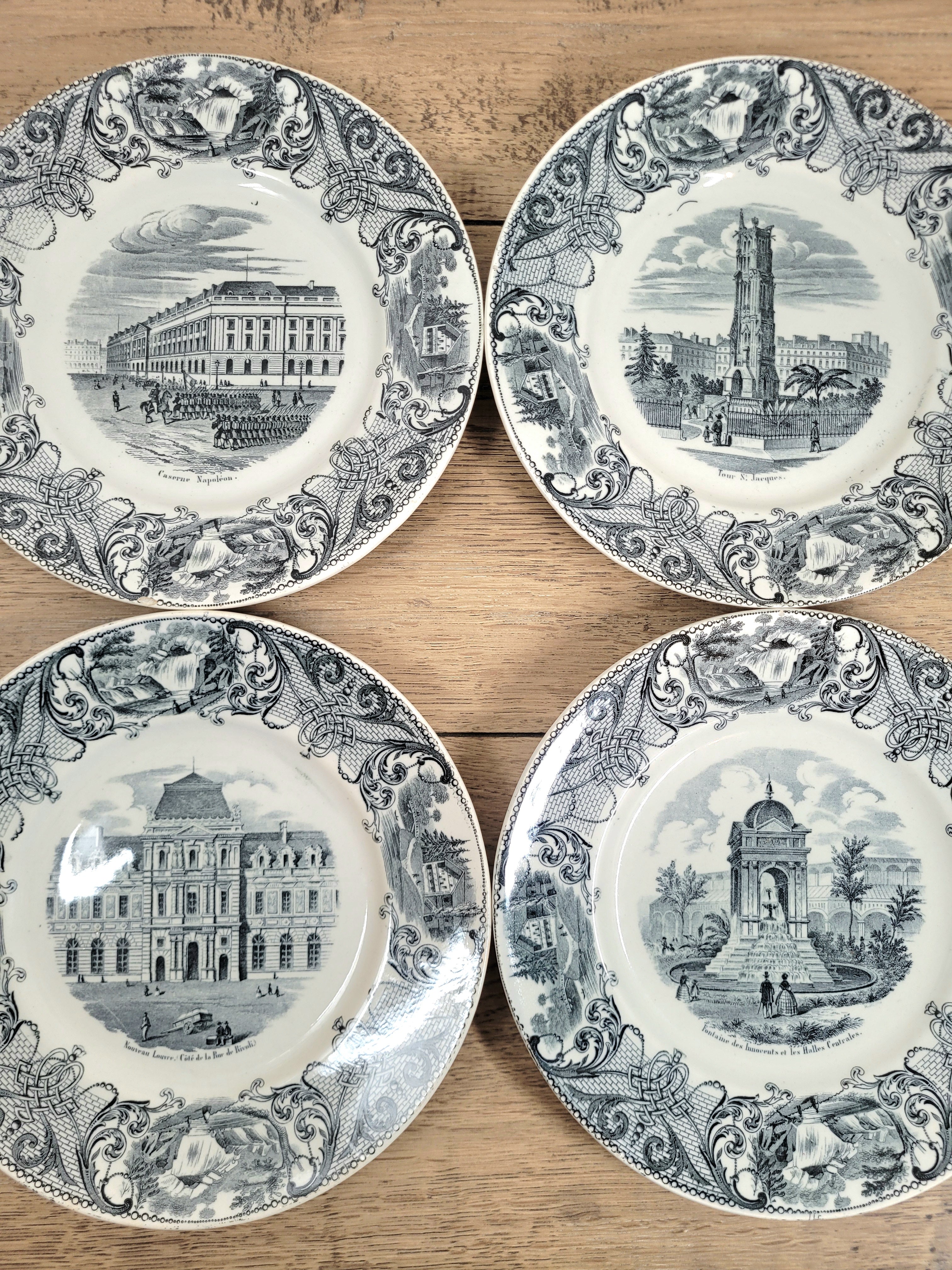 Lot 9 assiettes à dessert Monuments de Paris Choisy le Roi N°3