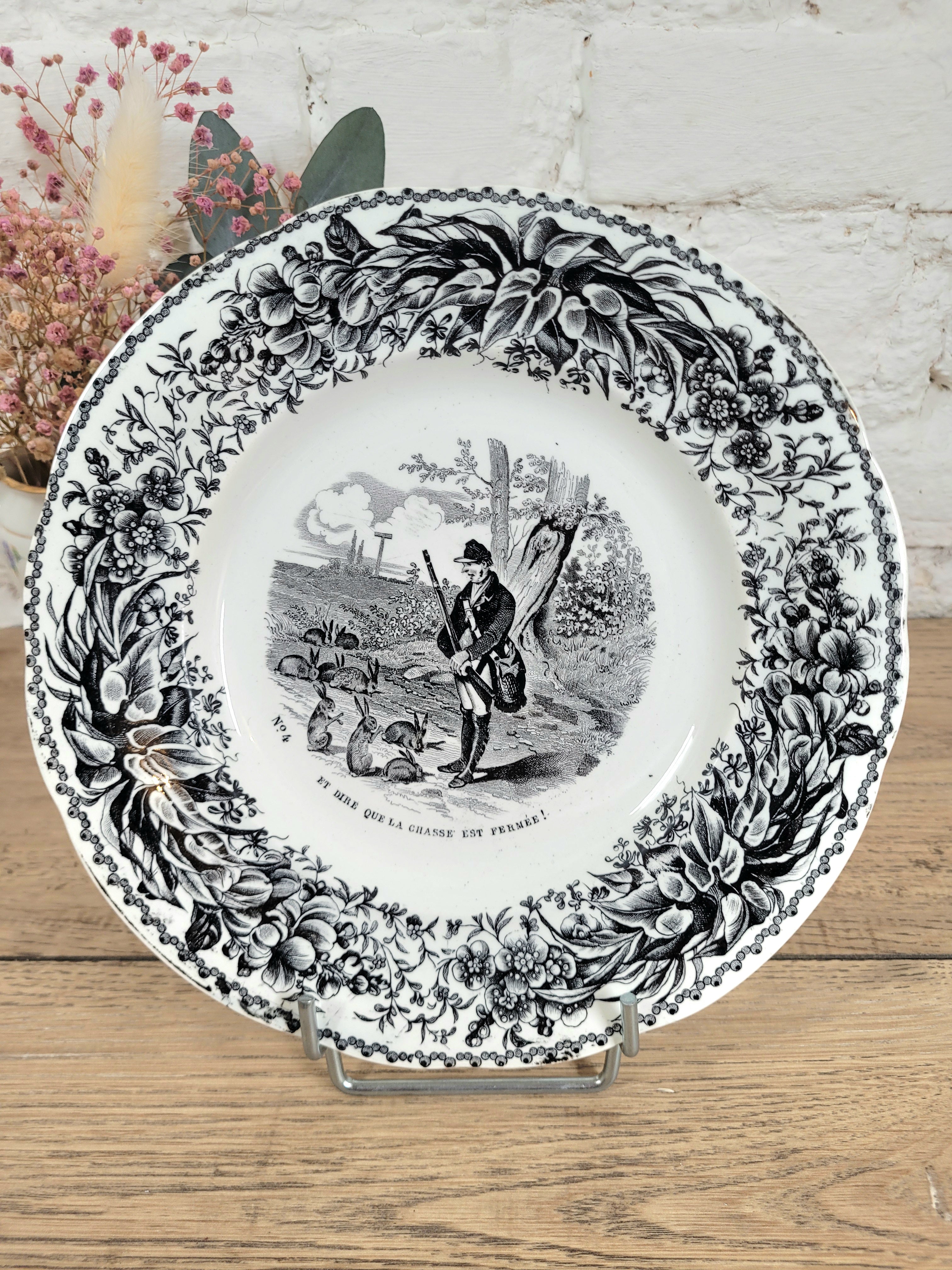 Lot 6 assiettes parlantes à dessert Creil et Montereau N°4