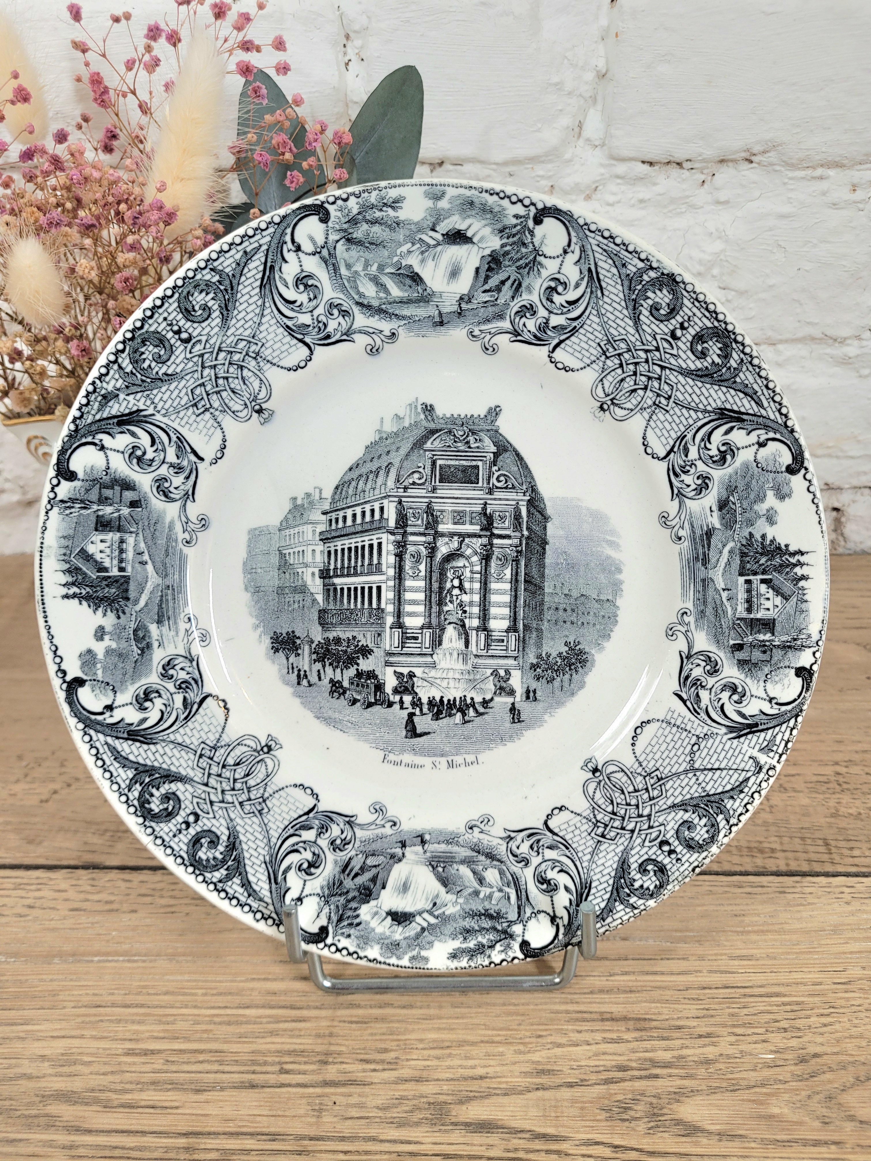 Lot 9 assiettes à dessert Monuments de Paris Choisy le Roi N°3