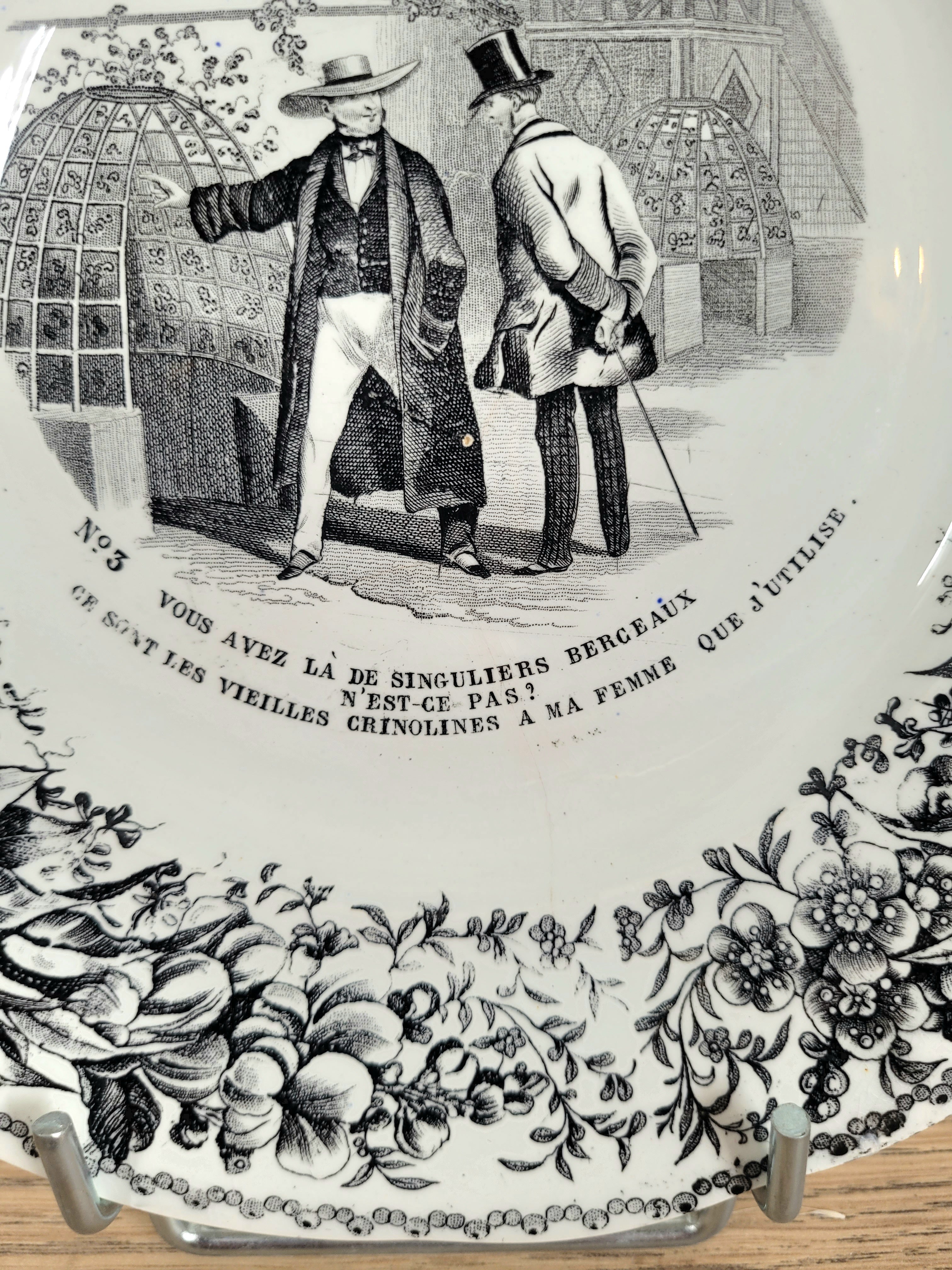 Lot 6 assiettes parlantes à dessert Creil et Montereau N°4