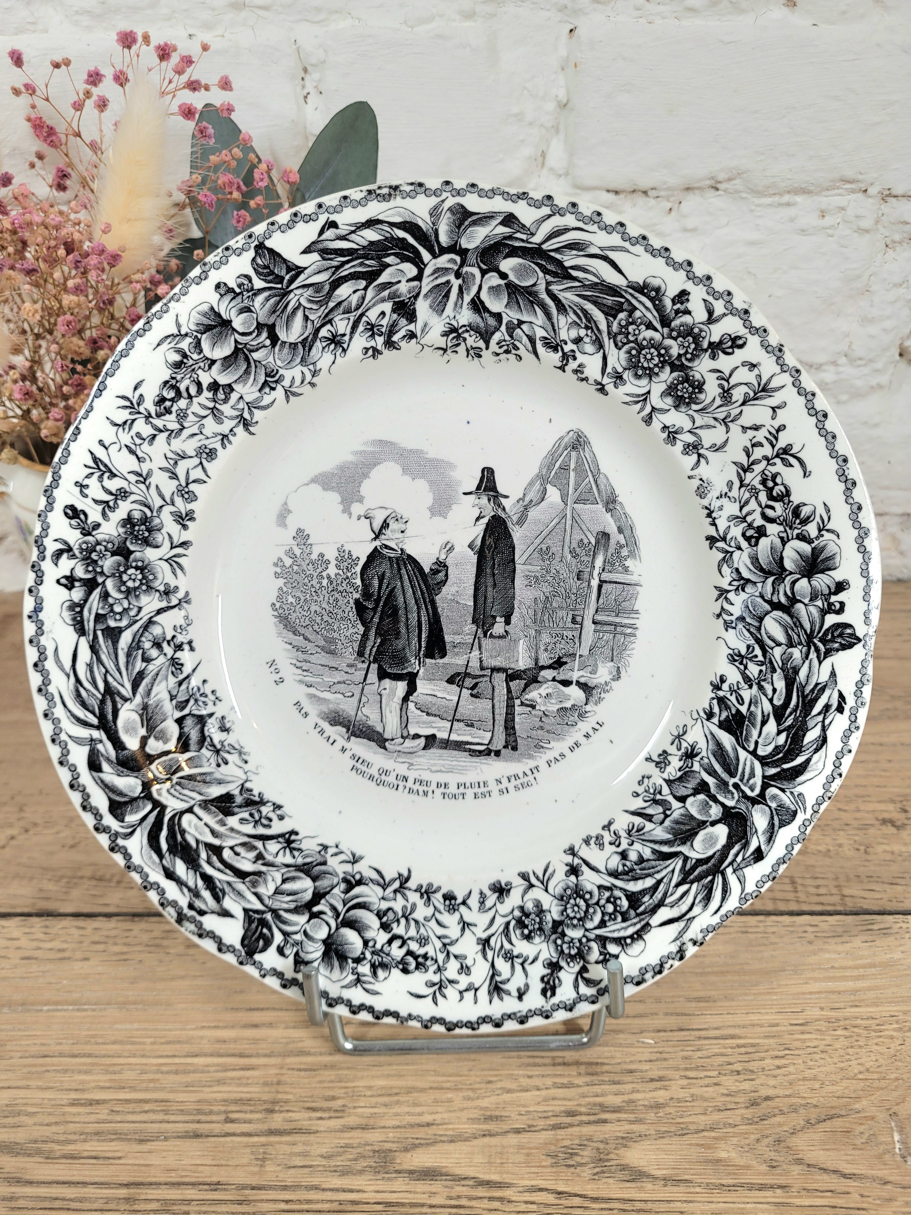 Lot 6 assiettes parlantes à dessert Creil et Montereau N°4