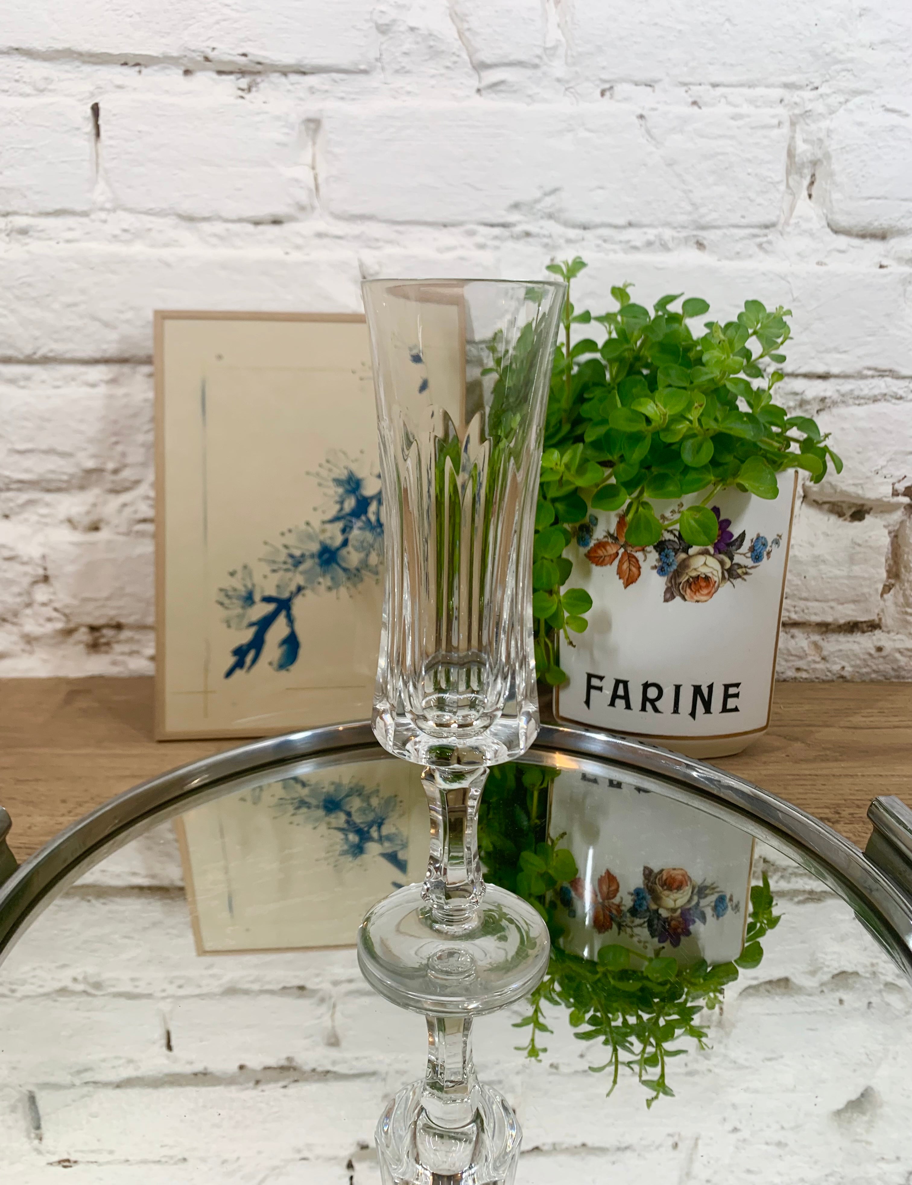 vaisselle vintage ancienne Flûte à champagne en cristal 
